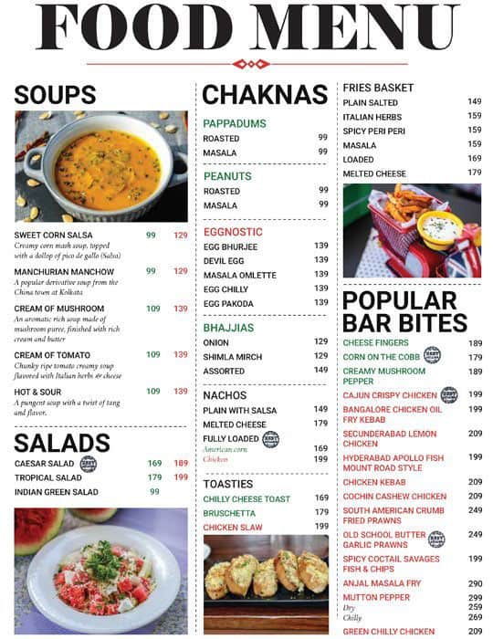 Menu at Iceberg, Bengaluru, 2nd Main Road