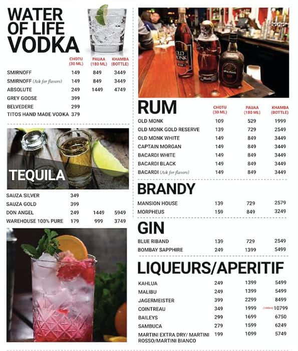 Menu at Iceberg, Bengaluru, 2nd Main Road