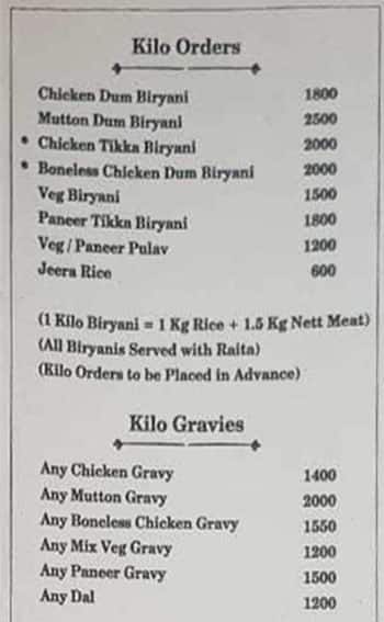 Borivali Biryani Centre menu