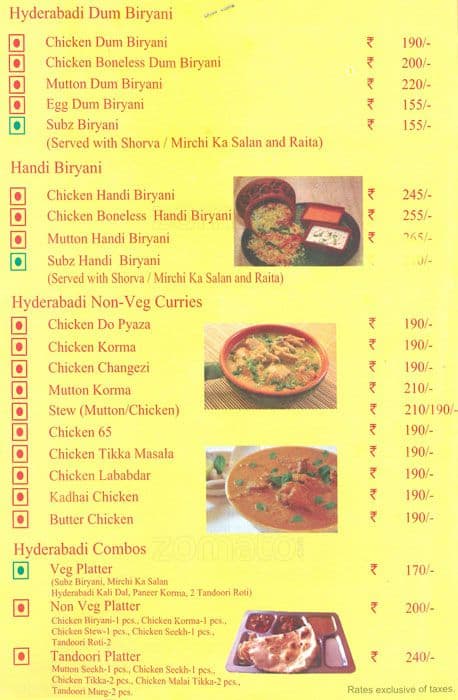 Hyderabadi Cuisine Menu, Menu for Hyderabadi Cuisine, Hauz Khas, New