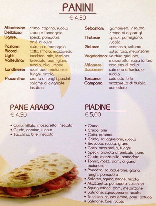 Menu di I Quattro Mastri 