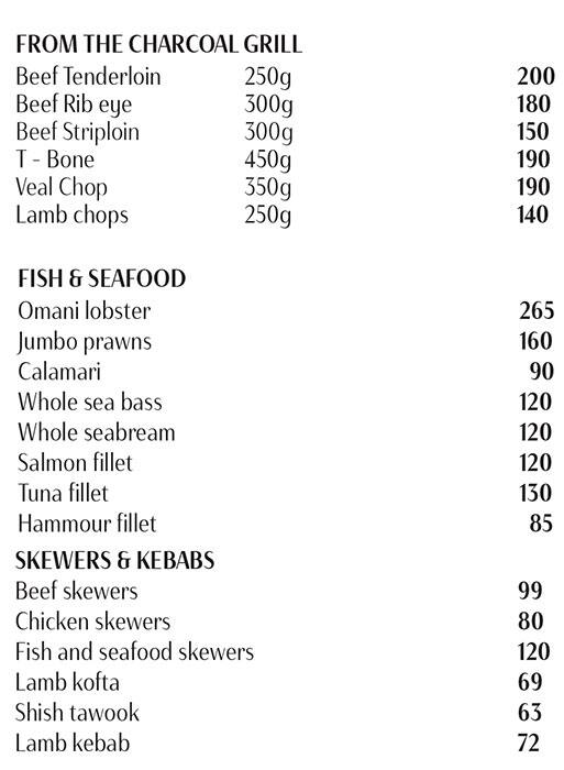 Menu At Zanzibar - Beach Bar - Ajman Hotel, Ajman