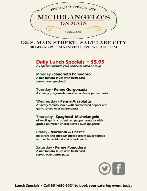 Michelangelo's on Main Menu Urbanspoon/Zomato