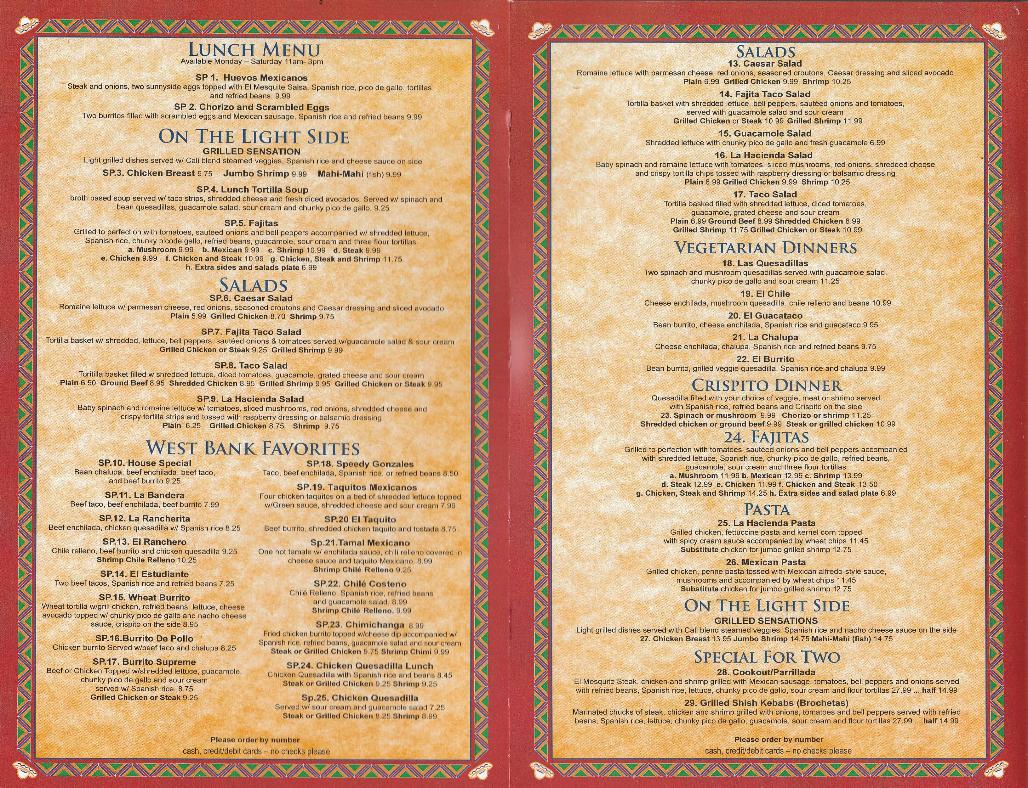 La Hacienda De Leon Menu, Menu for La Hacienda De Leon, Marrero, New
