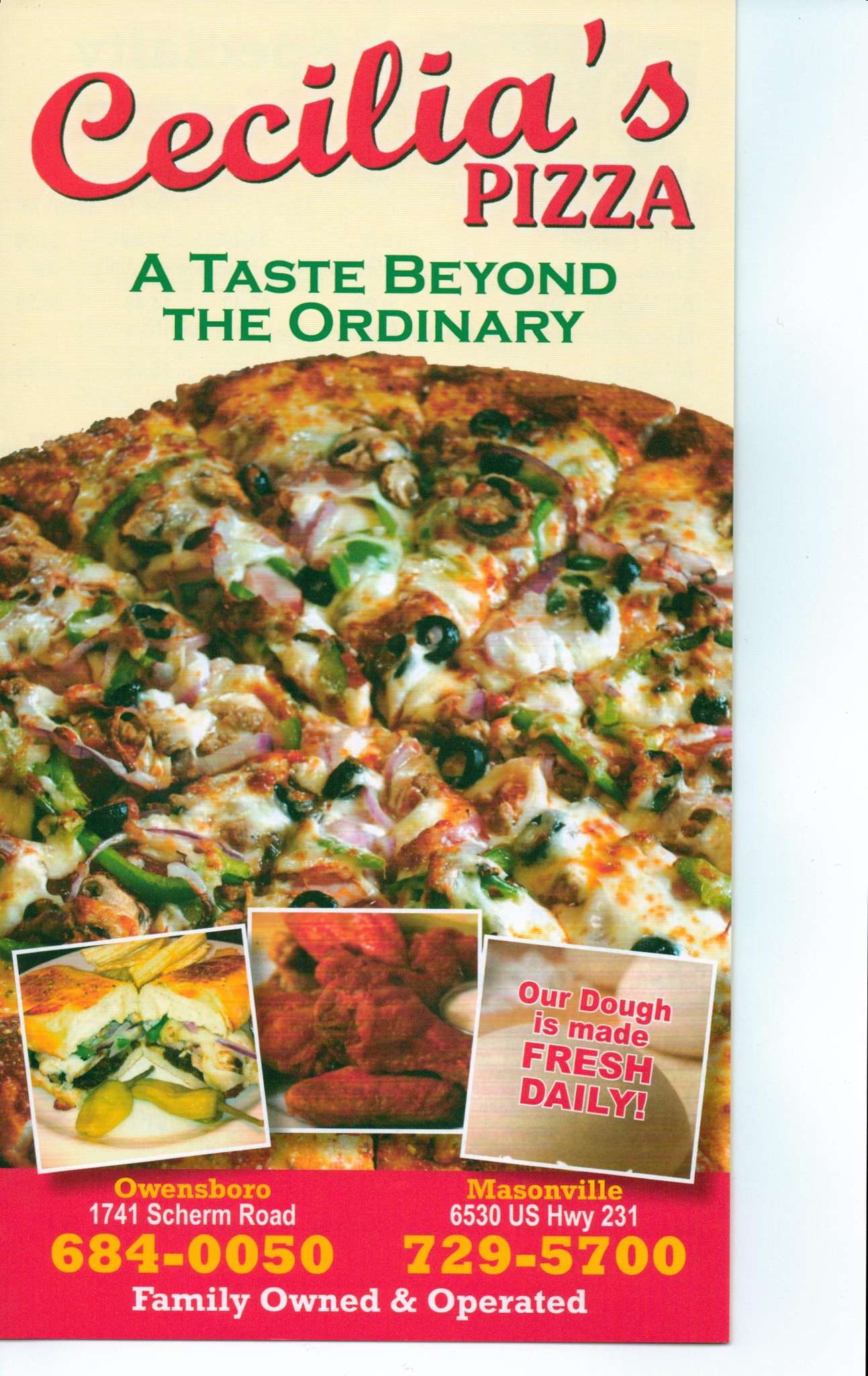 Cecilia's Pizza Menu, Menu for Cecilia's Pizza, Owensboro, Owensboro