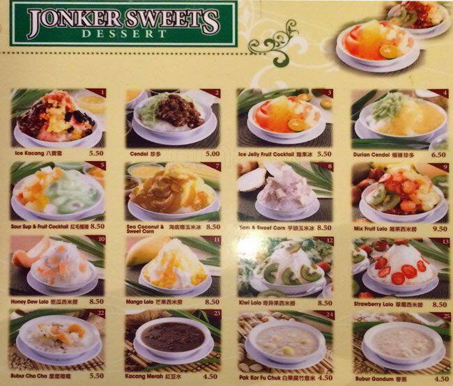 Jonkers Sweets Dessert Menu, Menu for Jonkers Sweets Dessert, Mid