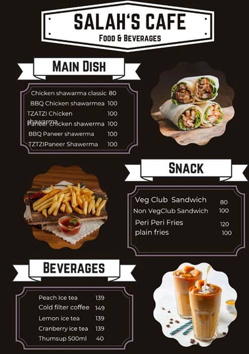 Menu of Salah #39 s cafe Chembur Mumbai