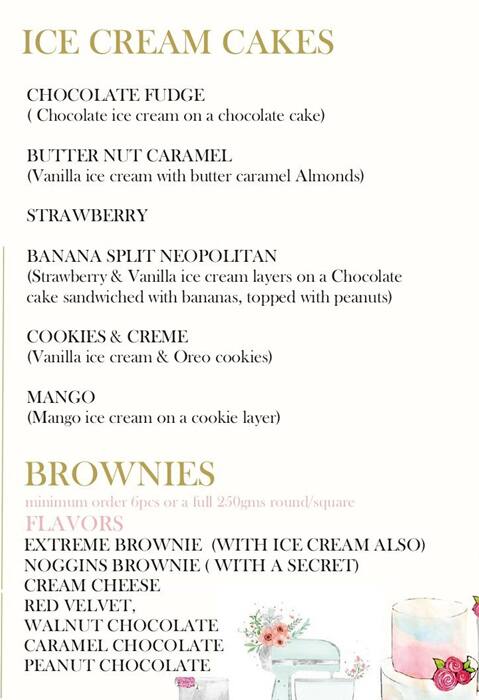 Cupcake Noggins menu