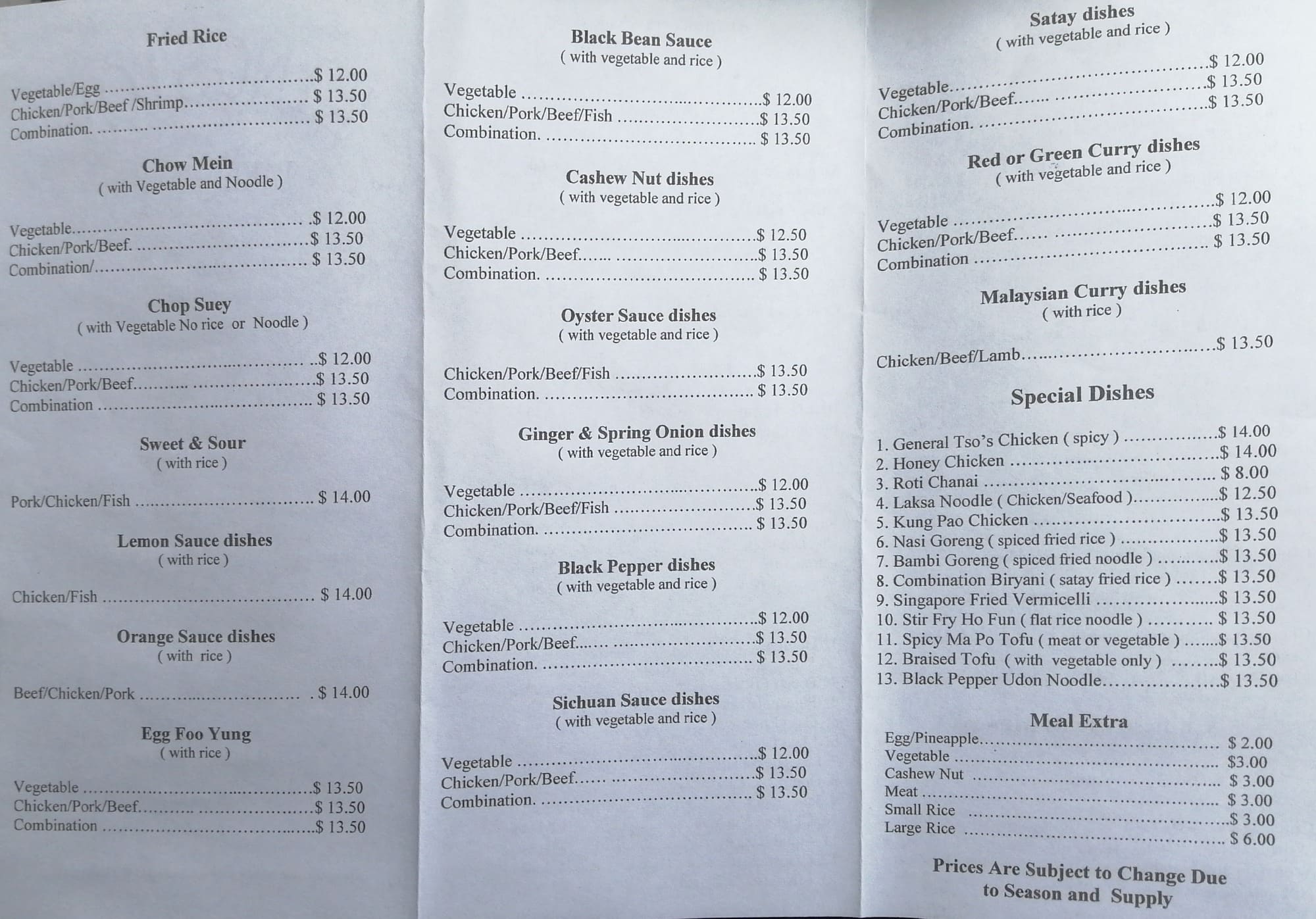 Menu at Kingston Takeaways fast food, Wellington