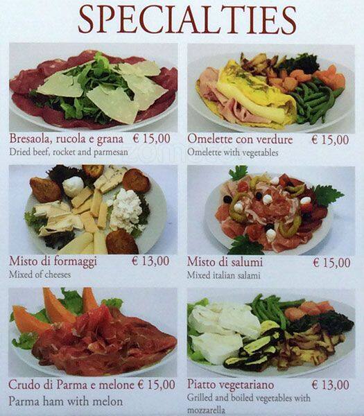 Menu di Cafè de Ville 