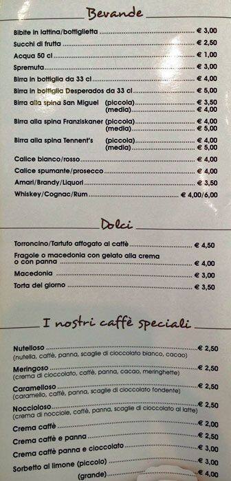 Menu di CaffetTiAmo 