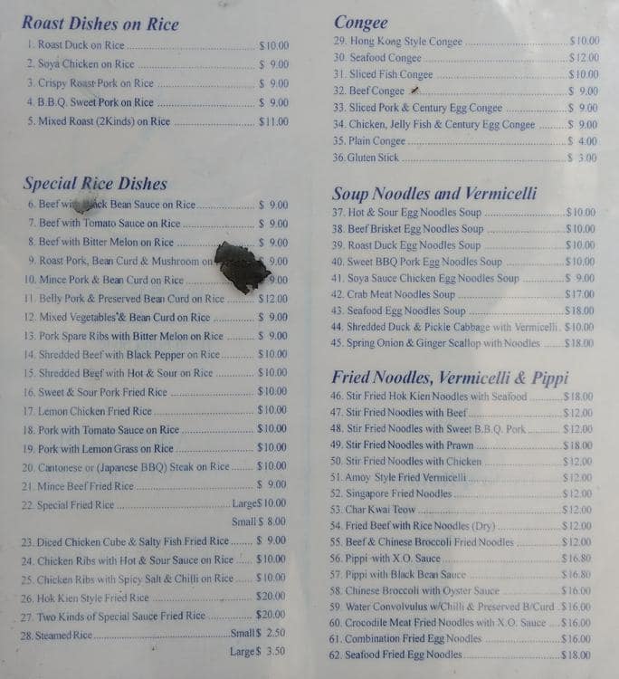 Menu at Parrot House Restaurant, Kensington