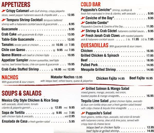 Pappasito S Menu Menu For Pappasito S Franklin Park Austin   Fcce3dd5d05ea53df0d78c6bac84e3bc 