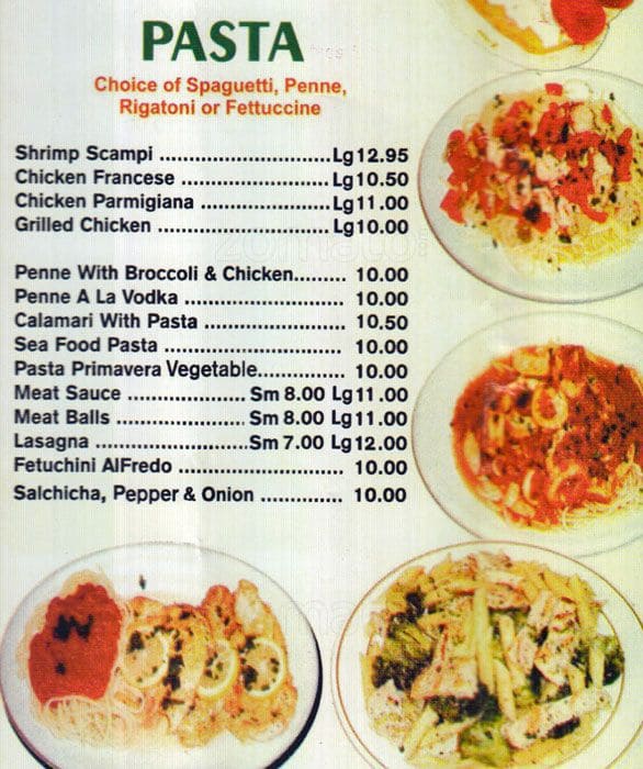 Menu at Ebenezer pizzeria, New York City