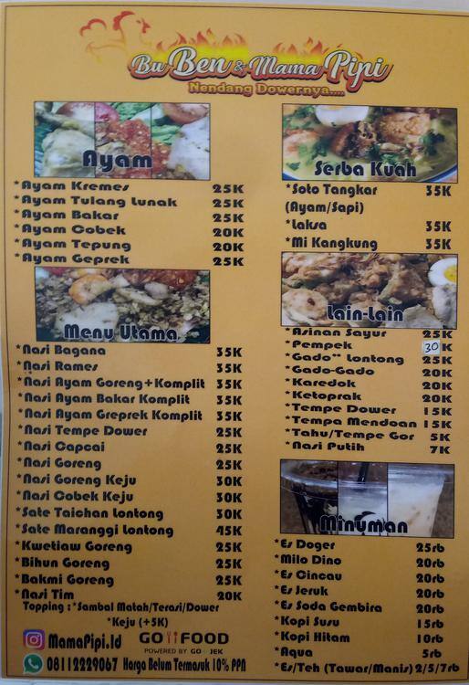 Dapur Bu Ben Menu For Kebayoran Lama Jakarta Dapur Bu Ben Kebayoran Lama Menu