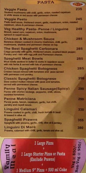 Crosta Gourmet Pizza & More menu