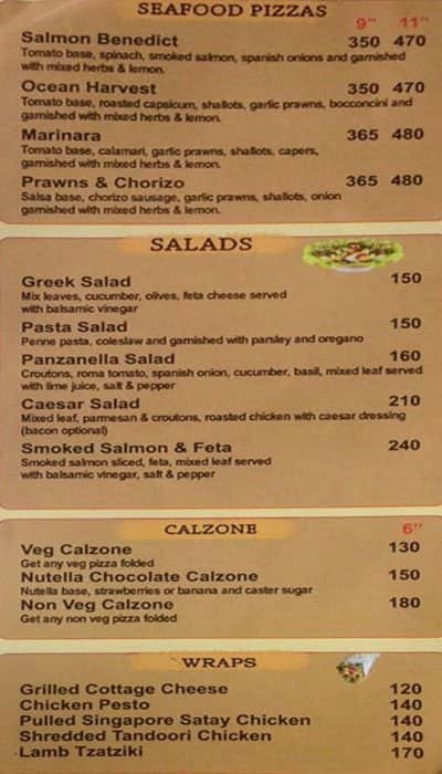 Crosta Gourmet Pizza & More menu