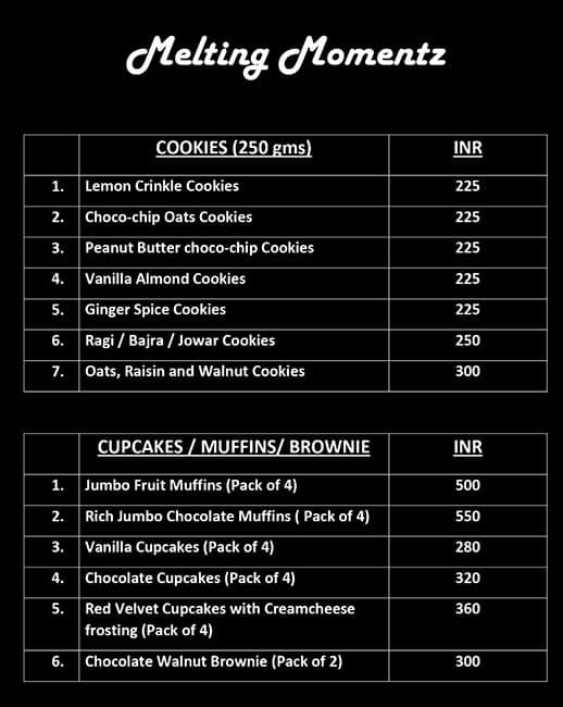 Melting Momentz menu