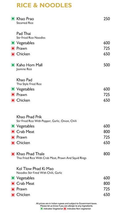 Banyan Tree Restaurant - Taj holiday village menu