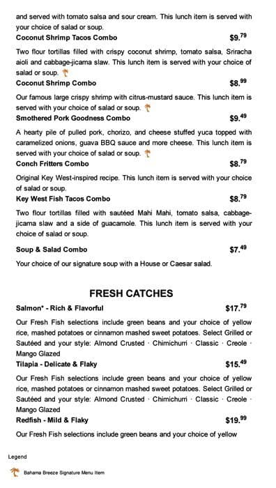 restaurant bahama breeze menu