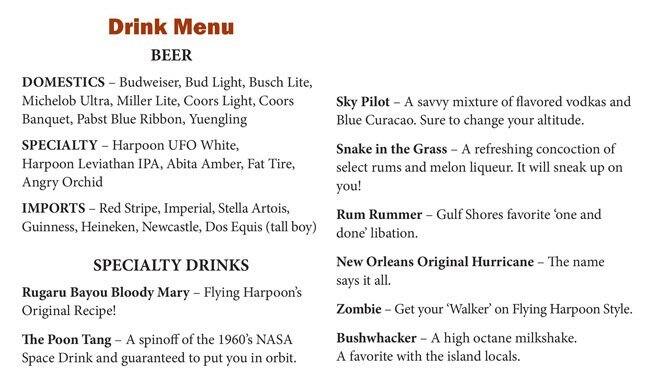 the flying harpoon gulf shores al menu