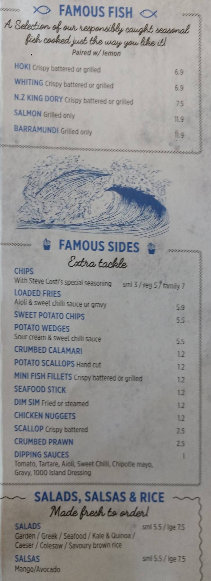 famous fish menu