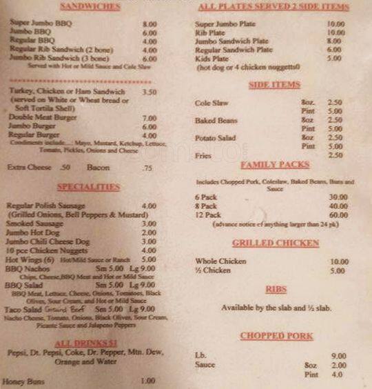 Chuckwagon BBQ Menu, Menu De Chuckwagon BBQ, Jonesboro, Jonesboro ...