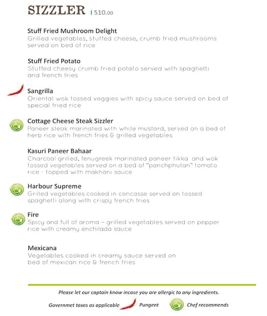 Menu of The Basil Deck Erandwane Pune