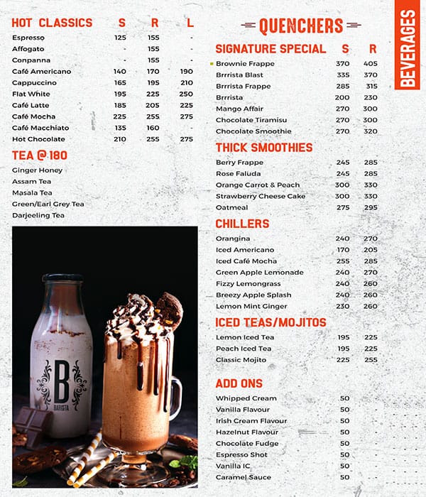 Barista menu