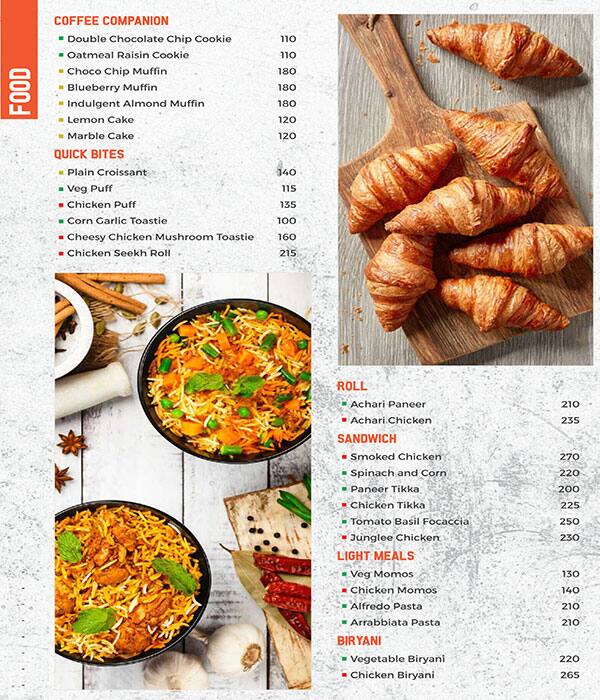 Barista menu