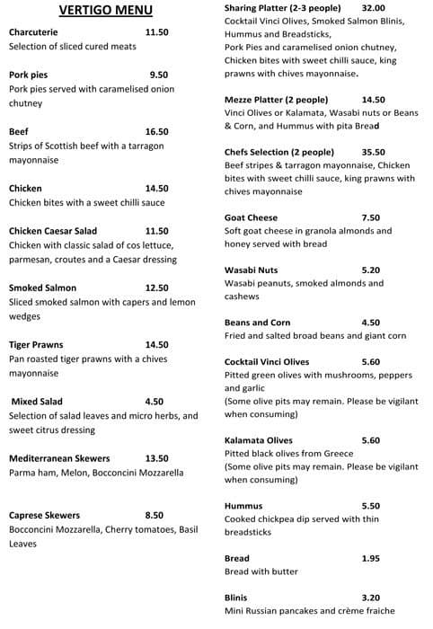 Vertigo 42 Menu, Menu for Vertigo 42, City of London, London - Zomato UK