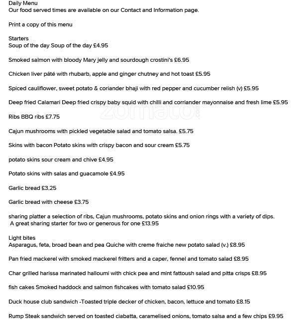 The Duck House Menu, Menu for The Duck House, Ruislip, London Zomato UK