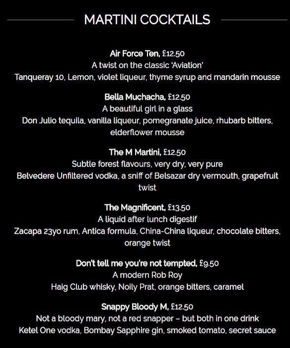 M Threadneedle Street menu