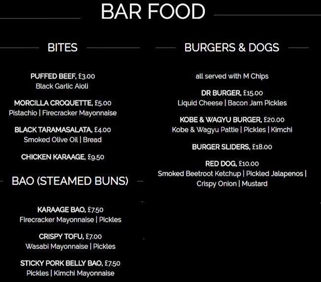 M Threadneedle Street menu