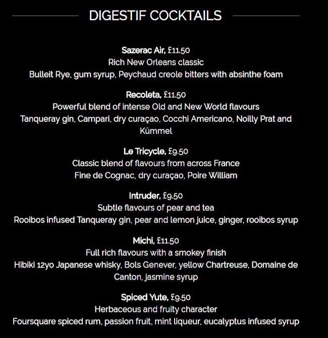 M Threadneedle Street menu