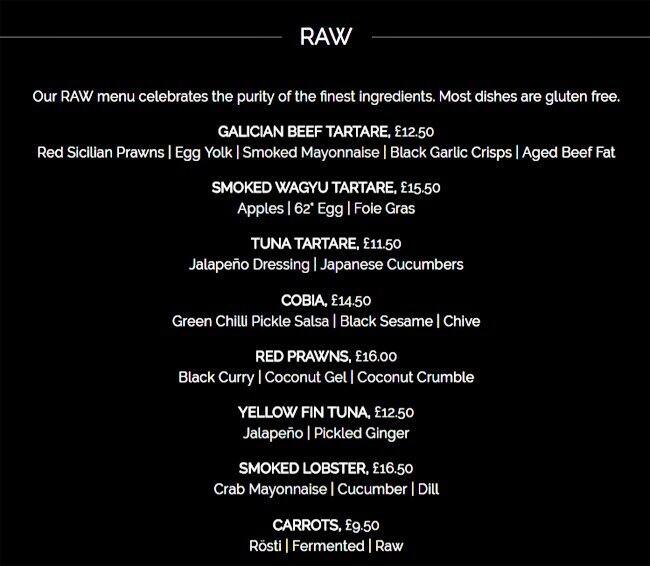 M Threadneedle Street menu
