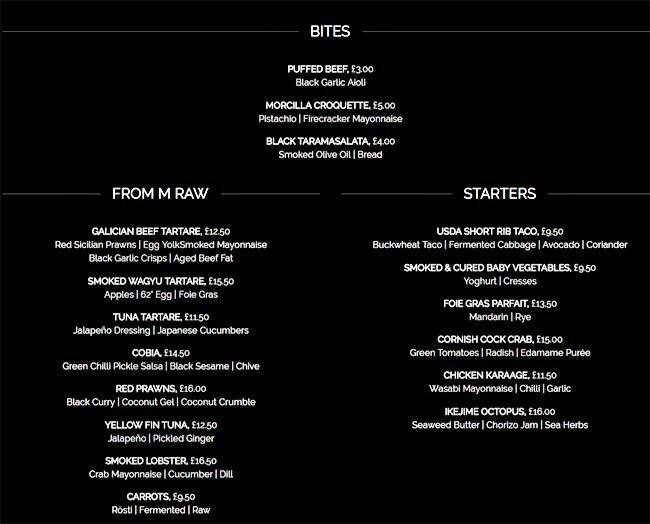 M Threadneedle Street menu