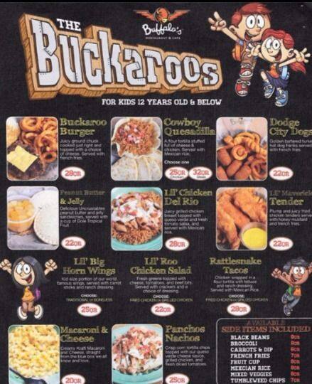 Buffalo's Cafe menu