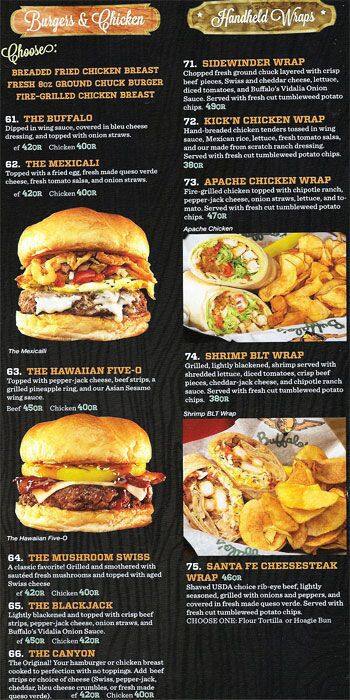 Buffalo's Cafe menu