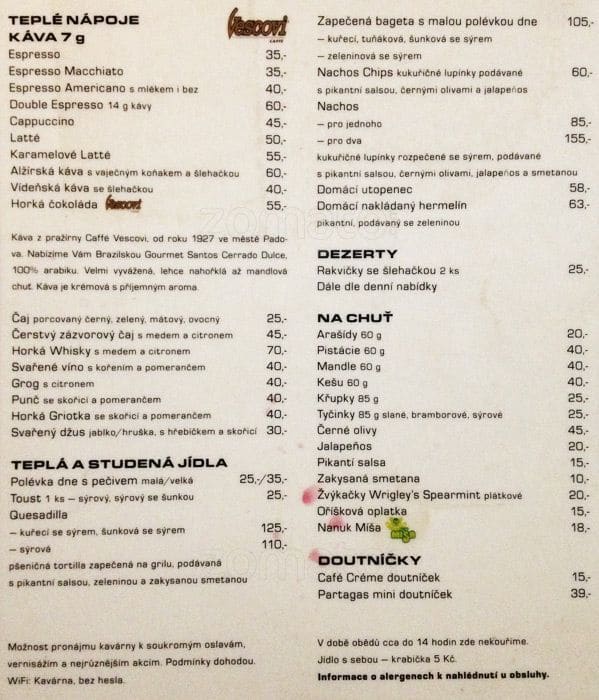 Dejvická divadelní kavárna Menu Lunchtime/Zomato