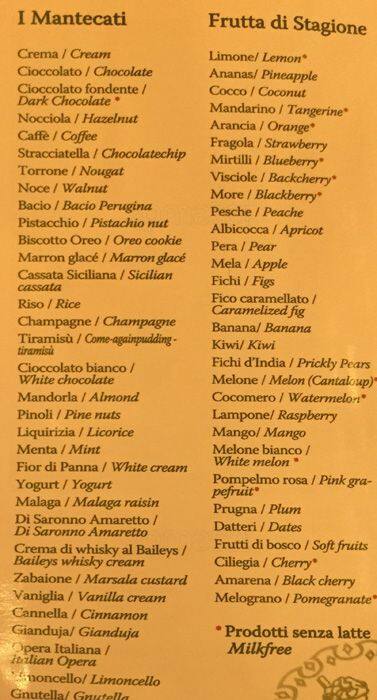 Menu di Bar Casina tre laghi 