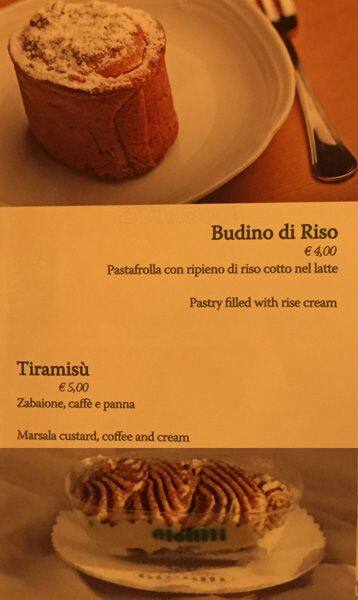 Menu di Bar Casina tre laghi 