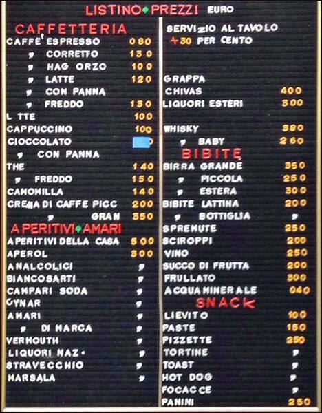 Menu di Caffe' Rubino dal 1975 Roma 