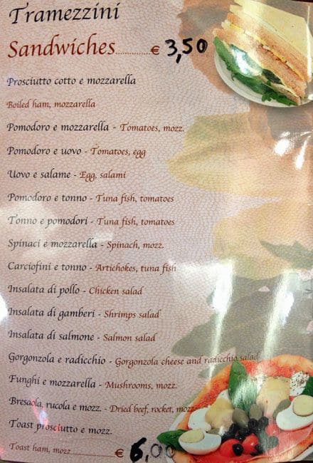 Menu di Bar Gambero 