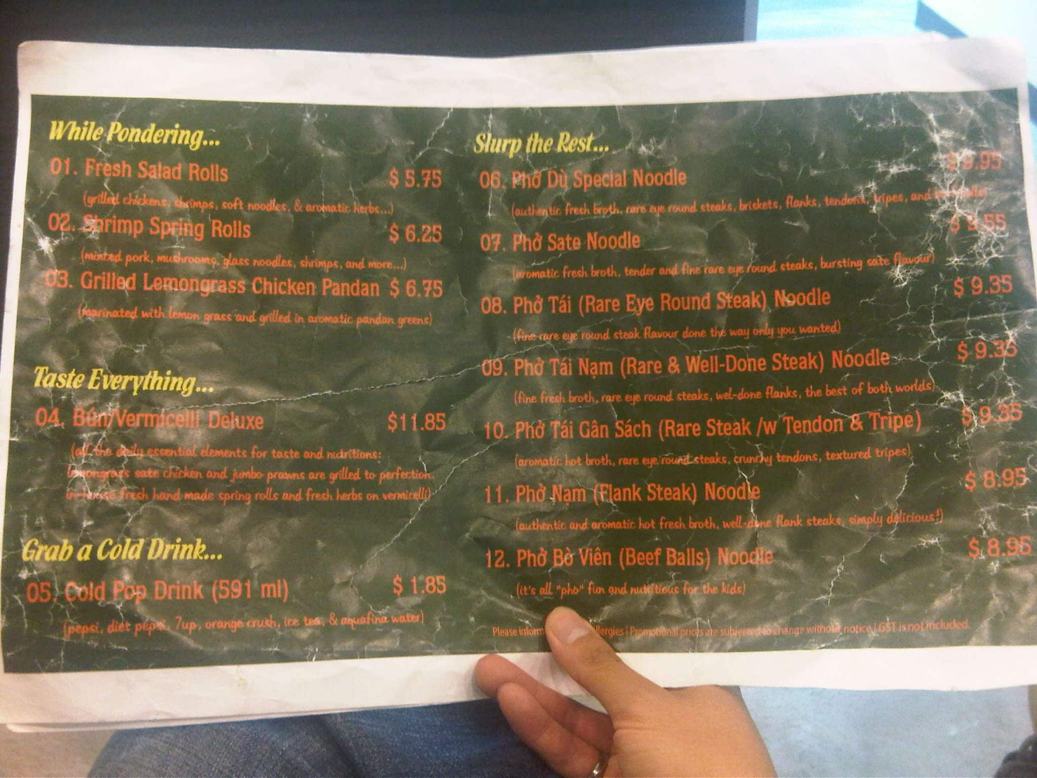 Pho Du Menu, Menu for Pho Du, Northwest Edmonton, Edmonton Urbanspoon