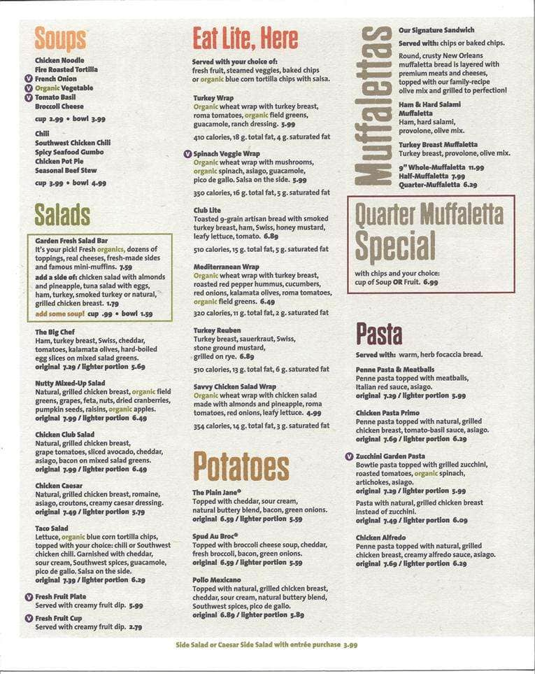 Jason&rsquo;s Deli restaurant menu