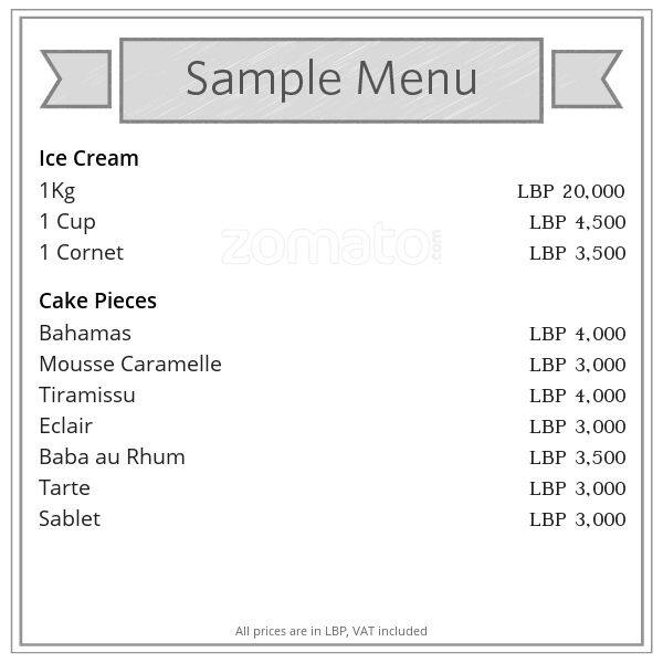 Patisserie Caramello Sweets Menu Zomato Lebanon