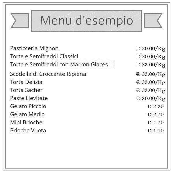 Menu di Pasticceria Washington 