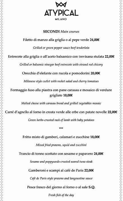 Atypical menu