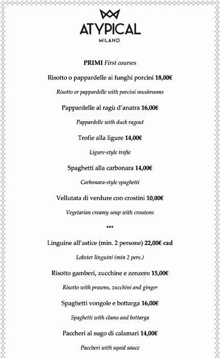Atypical menu